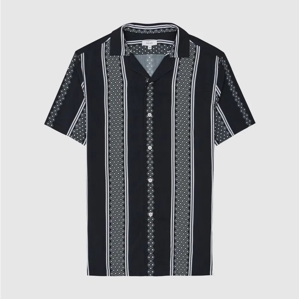 Reiss Diamond Printed Cuban Shirt